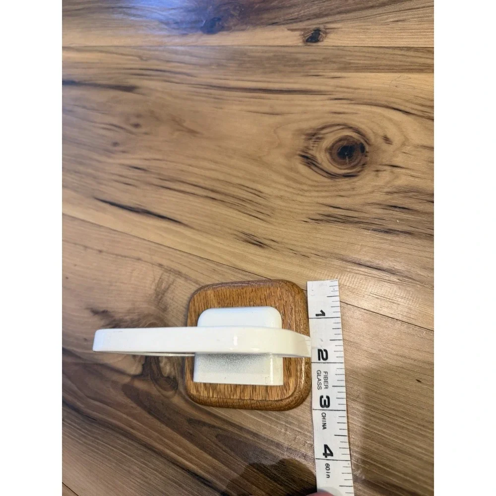 Vintage Wall Mount Soap Dish Cream Plastic Wood Bathroom Retro MCM